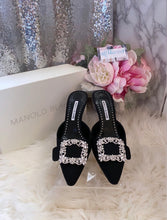 Load image into Gallery viewer, Manolo Blahnik Black Maysale Jewel Mule Size 39- BRAND NEW!