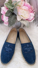 Load image into Gallery viewer, Prada Embroidered Logo Denim Espadrilles- Pre Loved💞