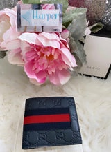 Load image into Gallery viewer, Gucci Men’s Wallet Blue & Red Web- BRAND NEW!
