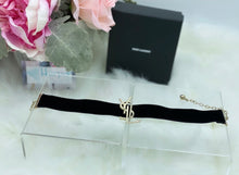 Load image into Gallery viewer, YSL Necklace Choker in Silver and Black Velvet- Pre Loved💕⠀