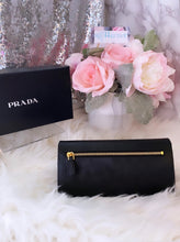 Load image into Gallery viewer, Prada Saffiano Leather Black Wallet- Gorgeous Red Interior - BRAND NEW!