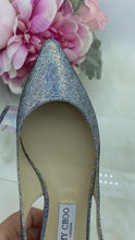 Load and play video in Gallery viewer, Jimmy Choo Multi Iridescent Glitter Mules/ Flats
