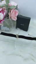Load and play video in Gallery viewer, YSL Necklace Choker in Silver and Black Velvet- Pre Loved💕⠀
