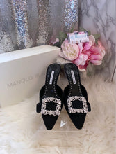 Load image into Gallery viewer, Manolo Blahnik Black Maysale Jewel Mule Size 39- BRAND NEW!
