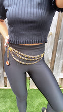 Load image into Gallery viewer, Chanel Vintage Gold and Black Leather Chain Coin Belt- Pre loved💕
