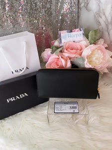 Prada Black Saffiano Leather Zip Wallet- BRAND NEW!