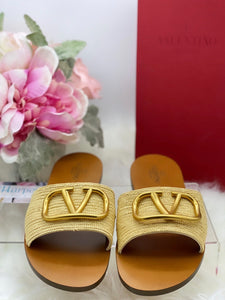 Valentino Raffia VLogo Slides-BRAND NEW!
