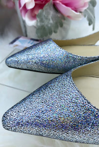 Jimmy Choo Multi Iridescent Glitter Mules/ Flats