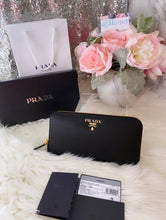Load image into Gallery viewer, Prada Black Saffiano Leather Zip Wallet- BRAND NEW!
