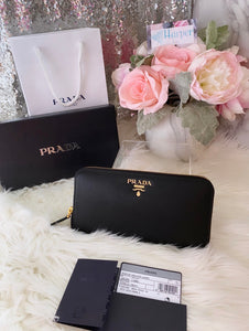 Prada Black Saffiano Leather Zip Wallet- BRAND NEW!