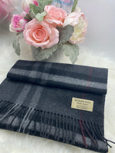 Load image into Gallery viewer, Burberry Cashmere Dark Grey Scarf- Pre loved💕
