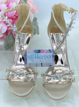 Load image into Gallery viewer, Badgley Mischka Feather Crystal Wedge Sandals

