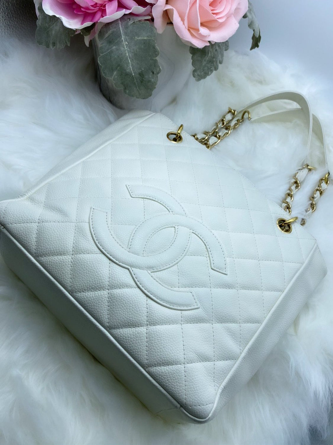 Chanel White Shopping Bag