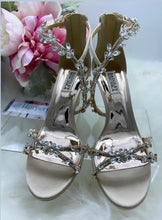 Load image into Gallery viewer, Badgley Mischka Feather Crystal Wedge Sandals

